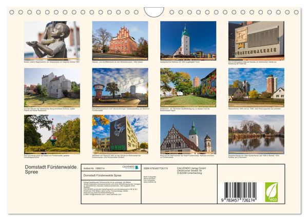 Produktbild: Domstadt F&uuml;rstenwalde Spree (Wandkalender 2026 DIN A4 quer), CALVENDO Monatskalender