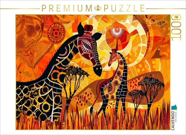 CALVENDO Puzzle Zwei Giraffen mit Blick zur Sonne | 1000 Teile Lege-Größe 64x48cm Foto-Puzzle für glückliche Stunden