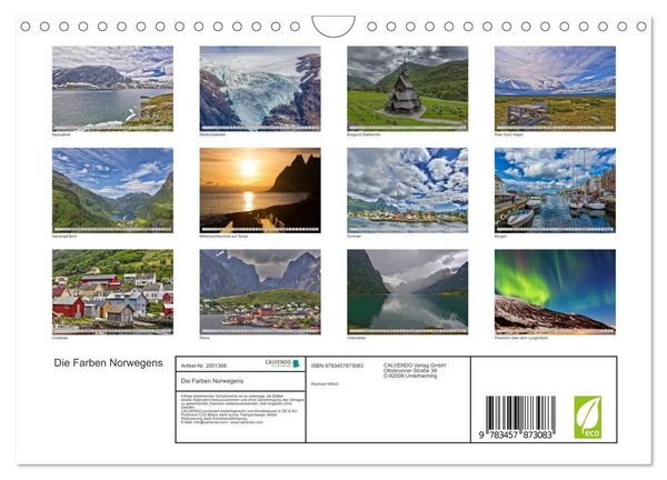 Produktbild: Die Farben Norwegens (Wandkalender 2026 DIN A4 quer), CALVENDO Monatskalender