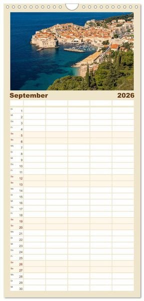 Produktbild: Familienplaner 2026 - Kroatien von oben mit 5 Spalten (Wandkalender, 21 x 45 cm) CALVENDO