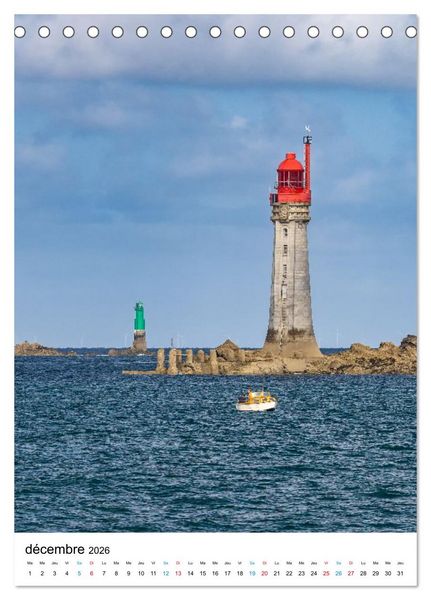 Produktbild: Phares Bretons Gardiens de la c&ocirc;te bretonne (Calendrier de bureau 2026 DIN A5 horizontal), CALVENDO calendrier mensuel