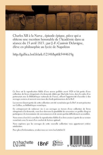 Produktbild: Charles XII &agrave; la Narva, &eacute;pisode &eacute;pique. Mention honorable de l'Acad&eacute;mie, 15 avril 1813