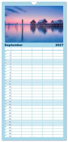 Produktbild: Familienplaner 2027 - Bodensee Weitblicke mit 5 Spalten (Wandkalender, 21 x 45 cm) CALVENDO