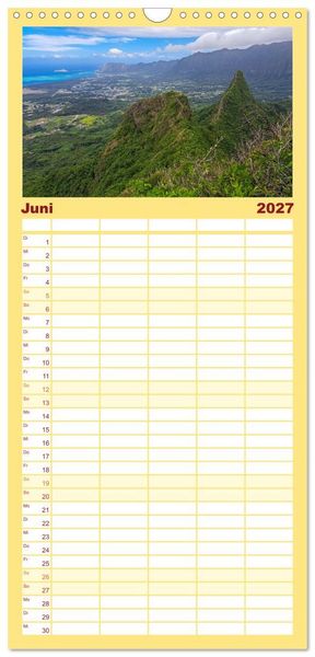 Produktbild: Familienplaner 2027 - Hawaii - Eindr&uuml;cke von Big Island, Kauai & Oahu mit 5 Spalten (Wandkalender, 21 x 45 cm) CALVENDO