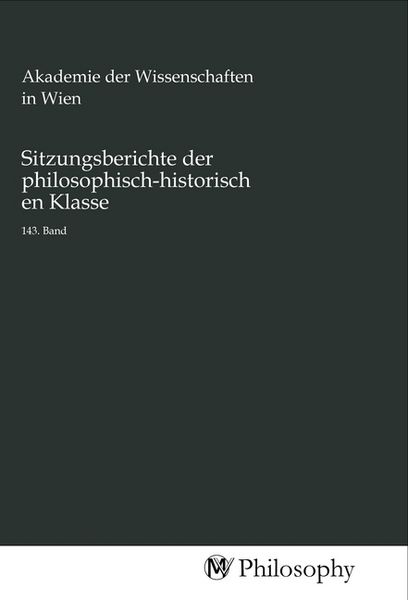 Produktbild: Sitzungsberichte der philosophisch-historischen Klasse