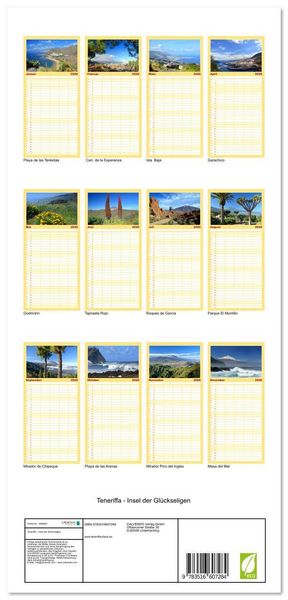 Produktbild: Familienplaner 2026 - Teneriffa - Insel der Gl&uuml;ckseligen mit 5 Spalten (Wandkalender, 21 x 45 cm) CALVENDO