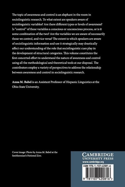 Produktbild: Awareness and Control in Sociolinguistic Research