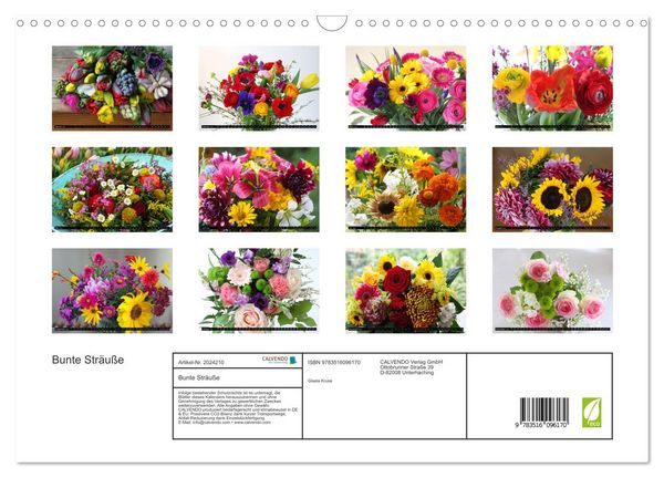 Produktbild: Bunte Str&auml;u&szlig;e (Wandkalender 2026 DIN A3 quer), CALVENDO Monatskalender