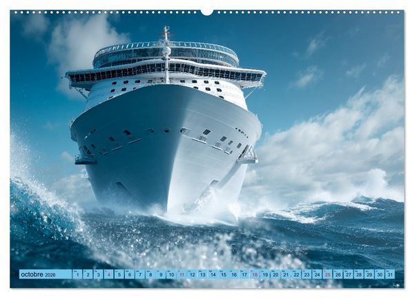 Produktbild: Paquebots de croisi&egrave;re - G&eacute;ants des mers impressionnants (Calendrier mural 2026 DIN A2 vertical) calendrier de bureau