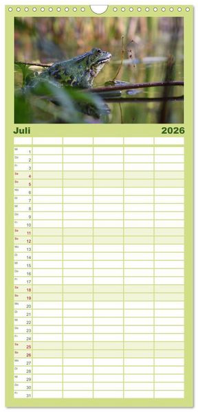 Produktbild: Familienplaner 2026 - Gl&uuml;ckliche Fr&ouml;sche mit 5 Spalten (Wandkalender, 21 x 45 cm) CALVENDO