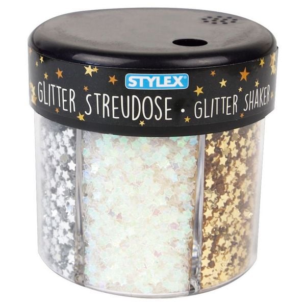 Produktbild: Stylex Glitter-Streudeko, Herzen und Sterne in Streudose, zum Basteln und Verzieren