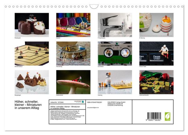 Produktbild: H&ouml;her, schneller, kleiner - Miniaturen in unserem Alltag (Wandkalender 2026 DIN A3 quer), CALVENDO Monatskalender