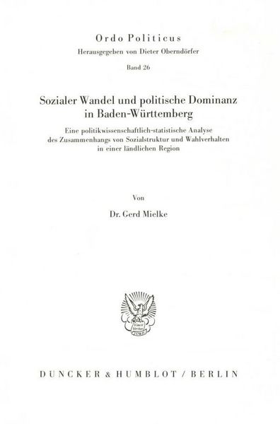 Produktbild: Sozialer Wandel und politische Dominanz in Baden-W&uuml;rttemberg.