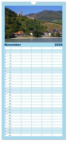 Produktbild: Familienplaner 2026 - Die Wachau - Bezaubernde Orte an der Donau mit 5 Spalten (Wandkalender, 21 x 45 cm) CALVENDO