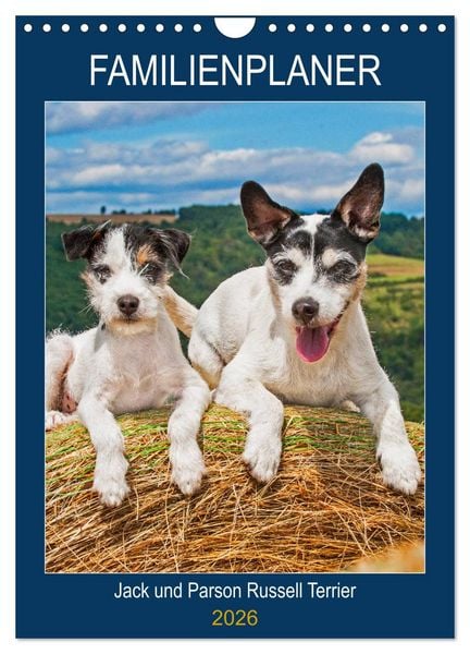 Produktbild: Familienplaner Jack und Parson Russell Terrier (Wandkalender 2026 DIN A4 hoch), CALVENDO Monatskalender