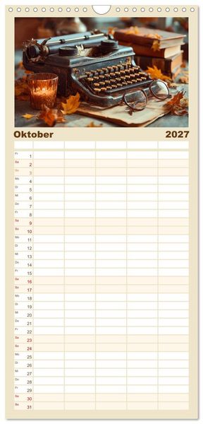 Produktbild: Familienplaner 2027 - Zeitgefl&uuml;ster mit 5 Spalten (Wandkalender, 21 x 45 cm) CALVENDO