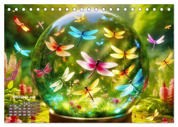 Produktbild: Libellen in einer Glaskugel (Tischkalender 2026 DIN A5 quer), CALVENDO Monatskalender