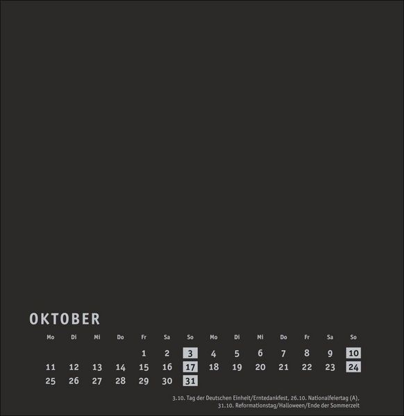 Produktbild: Premium-Bastelkalender schwarz gro&szlig; 2027