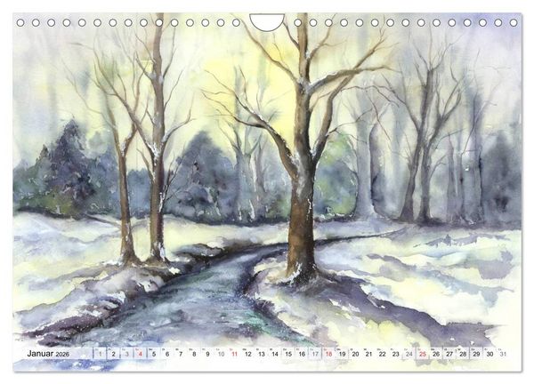 Produktbild: B&auml;ume in Aquarell (Wandkalender 2026 DIN A4 quer), CALVENDO Monatskalender