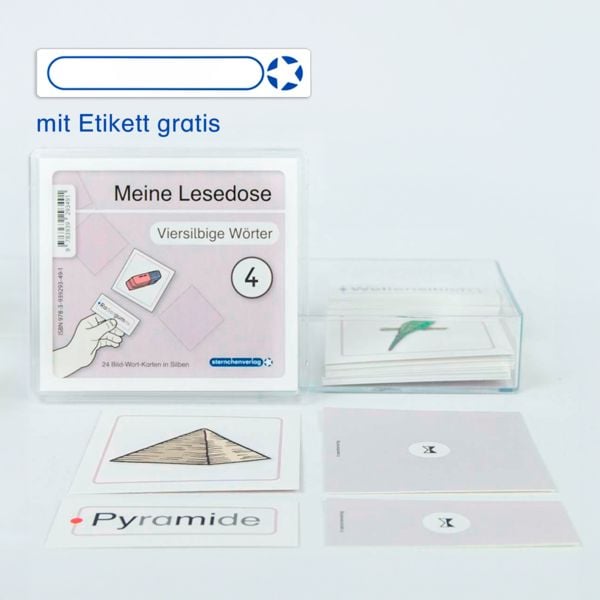 Produktbild: Meine Lesedose 4 - viersilbige W&ouml;rter - Jetzt neu mit Etikett zum Beschriften