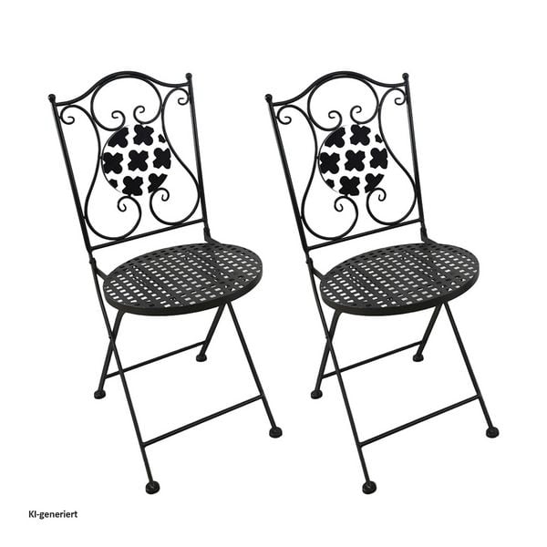 Produktbild: HTI-Living Gartenstuhl 2er-Set Metall Black and White Gartenstuhl 2er-Set Metall Black and White
