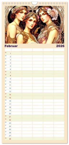 Produktbild: Familienplaner 2026 - Art Deco Freundinnen mit 5 Spalten (Wandkalender, 21 x 45 cm) CALVENDO