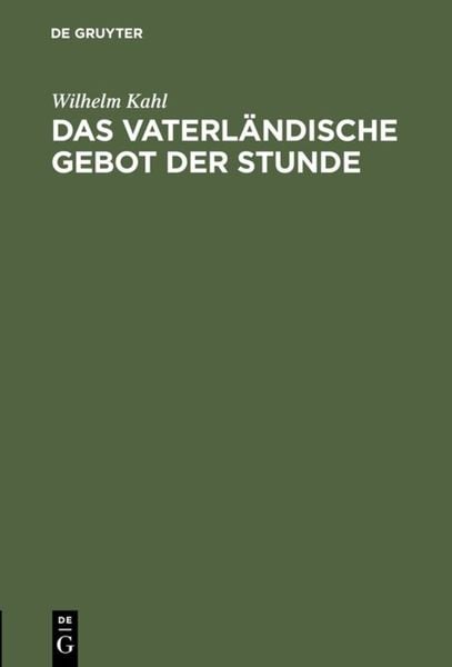 Produktbild: Das vaterl&auml;ndische Gebot der Stunde