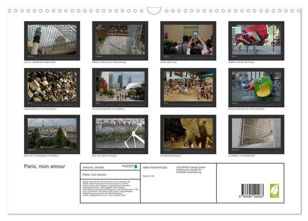 Produktbild: Paris, mon amour (Wandkalender 2027 DIN A3 quer), CALVENDO Monatskalender