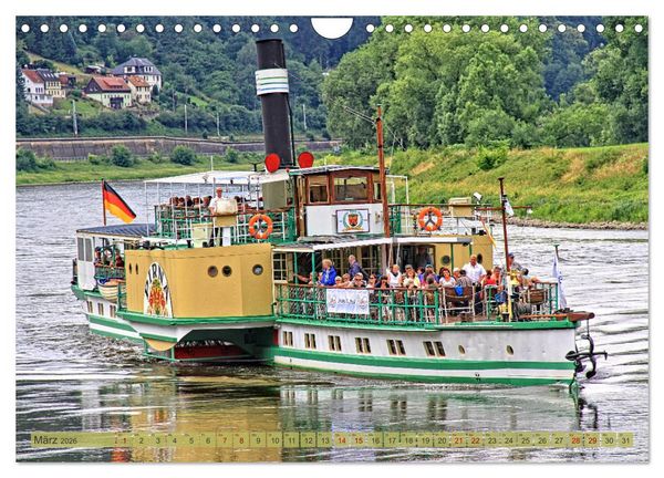 Produktbild: Seitenraddampfer &ndash; In Sachsen von K&ouml;nigstein bis Bad Schandau (Wandkalender 2026 DIN A4 quer), CALVENDO Monatskalender
