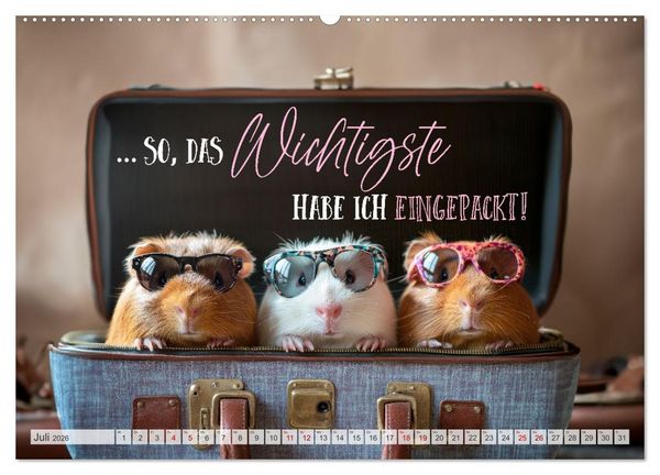 Produktbild: Meerschweinchen LUSTIG DURCHS JAHR (hochwertiger Premium Wandkalender 2026 DIN A2 quer), Kunstdruck in Hochglanz