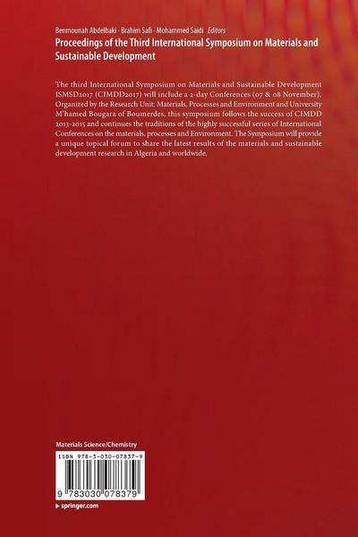 Produktbild: Proceedings of the Third International Symposium on Materials and Sustainable Development