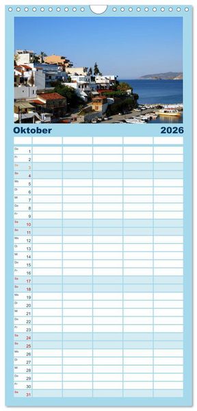 Produktbild: Familienplaner 2026 - Griechenland - Insel Kreta mit 5 Spalten (Wandkalender, 21 x 45 cm) CALVENDO