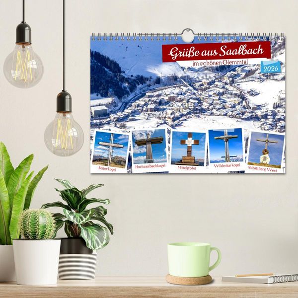 Produktbild: Gr&uuml;&szlig;e aus Saalbach (Wandkalender 2026 DIN A4 quer), CALVENDO Monatskalender