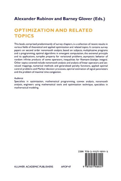 Produktbild: Optimization and Related Topics