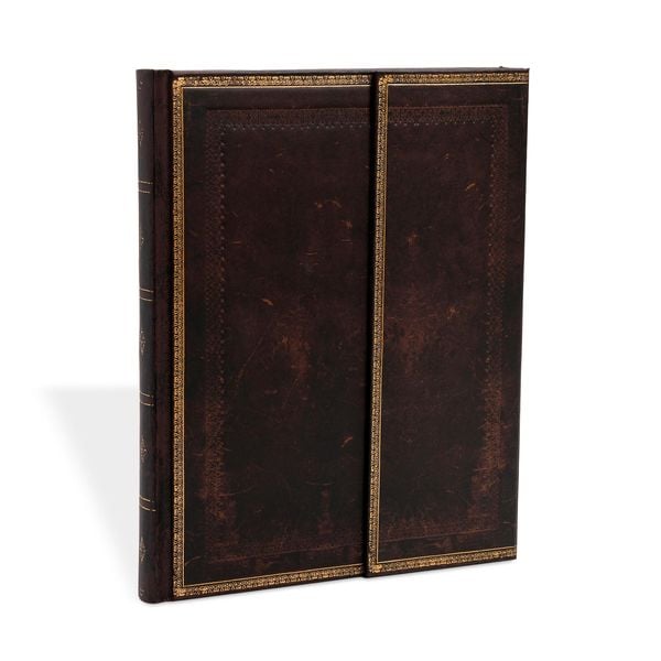 Produktbild: Hardcover Notizbuch Schwarzes Marokkoleder, Ultra, Liniert