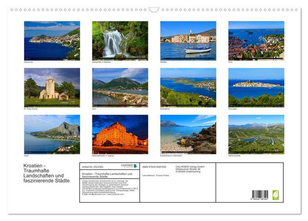 Produktbild: Kroatien - Traumhafte Landschaften und faszinierende St&auml;dte (Wandkalender 2026 DIN A2 quer), CALVENDO Monatskalender