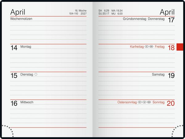 Produktbild: rido/id&eacute; 7011054907 Taschenkalender Mod. partner/Industrie I 2027 A7, Kunstleder, schwarz