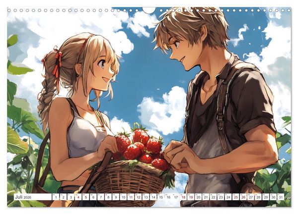 Produktbild: Das Jahr der Liebe: Verliebte P&auml;rchen im Manga-Stil (Wandkalender 2026 DIN A3 quer), CALVENDO Monatskalender