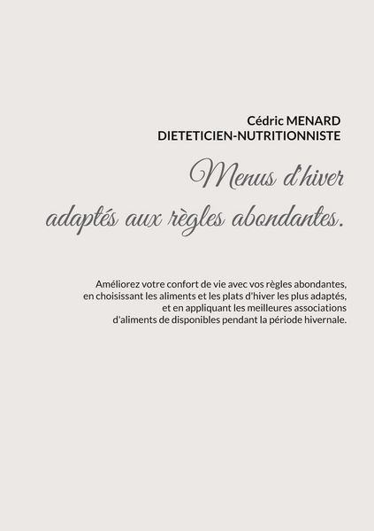 Produktbild: Menus d'hiver adapt&eacute;s aux r&egrave;gles abondantes.