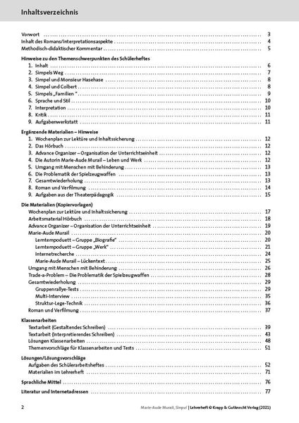 Produktbild: Simpel &ndash; Marie-Aude Murail &ndash; Lehrerheft