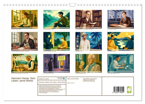 Produktbild: Hermann Hesse. Sein Leben, seine Werke (Wandkalender 2026 DIN A3 quer), CALVENDO Monatskalender