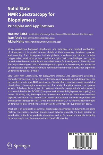 Produktbild: Solid State NMR Spectroscopy for Biopolymers