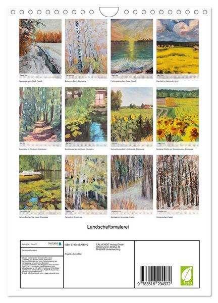 Produktbild: Landschaftsmalerei (Wandkalender 2026 DIN A4 hoch), CALVENDO Monatskalender