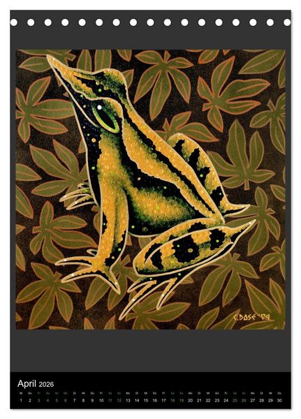 Produktbild: Acrylic paintings - Pfeilgiftfr&ouml;sche und Cham&auml;leons (Tischkalender 2026 DIN A5 hoch), CALVENDO Monatskalender