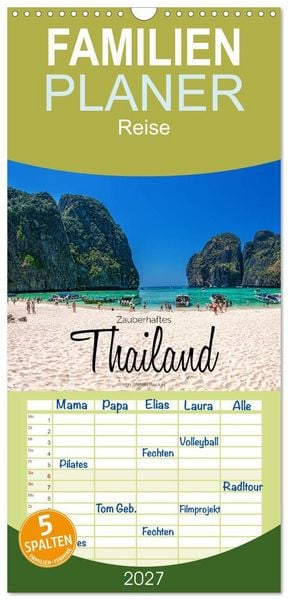 Produktbild: Familienplaner 2027 - Zauberhaftes Thailand mit 5 Spalten (Wandkalender, 21 x 45 cm) CALVENDO