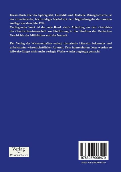 Produktbild: Sphragistik, Heraldik und Deutsche M&uuml;nzgeschichte