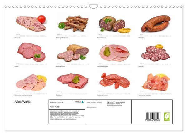 Produktbild: Alles Wurst (Wandkalender 2026 DIN A3 quer), CALVENDO Monatskalender