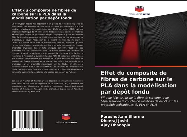 Produktbild: Effet du composite de fibres de carbone sur le PLA dans la mod&eacute;lisation par d&eacute;p&ocirc;t fondu