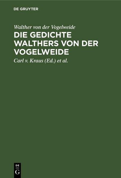 Produktbild: Die Gedichte Walthers von der Vogelweide