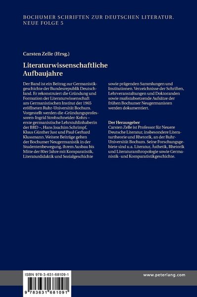Produktbild: Literaturwissenschaftliche Aufbaujahre
